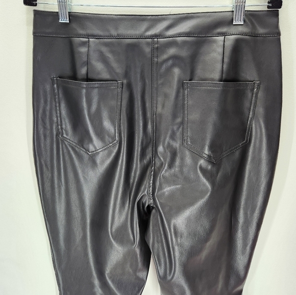 Prettylittlething Leather Pants Womens 10 Black BNWTs Side Slits - Picture 10 of 15